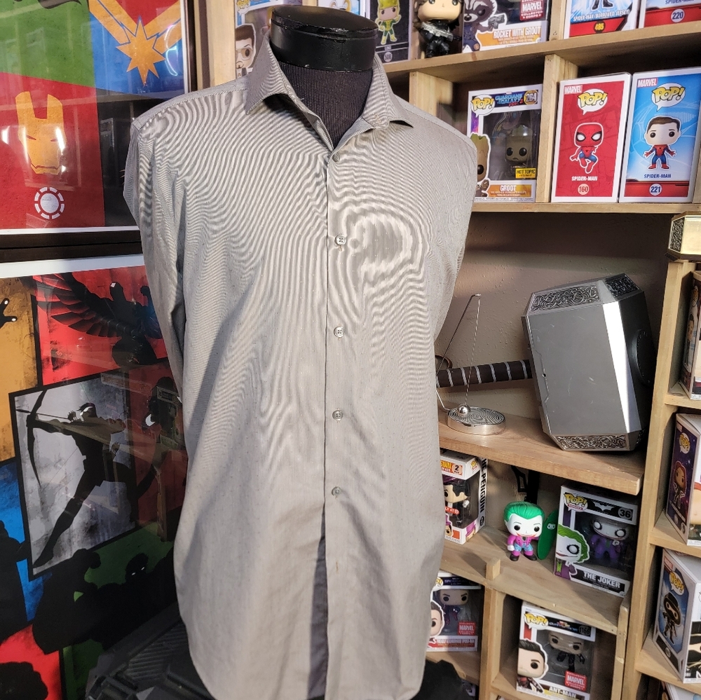 Grayish brown patterned dress shirt